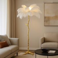 Lampadar cu pene naturale G9 White