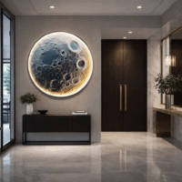 Tablou LED decorativ Luna Cosmica, 80 cm