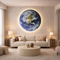 Tablou LED decorativ Pamant, 80 cm