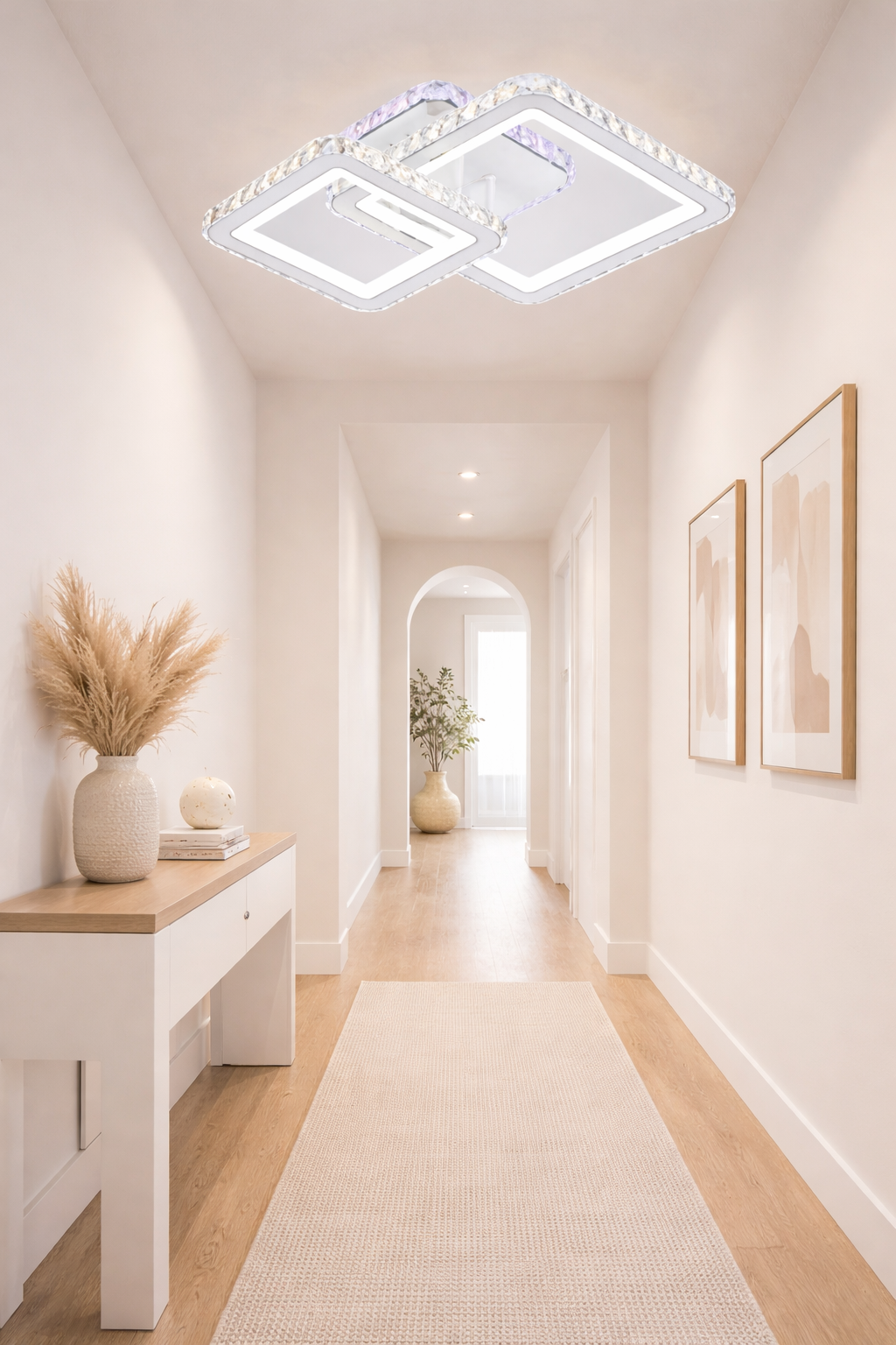 Lustra LED 72W Cristal 2 Patrate Alb RGB, Telecomanda Lustra LED 72W Cristal 2 Patrate Alb RGB, Telecomanda