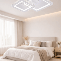 Lustra LED 72W Cristal 2 Patrate Alb RGB, Telecomanda