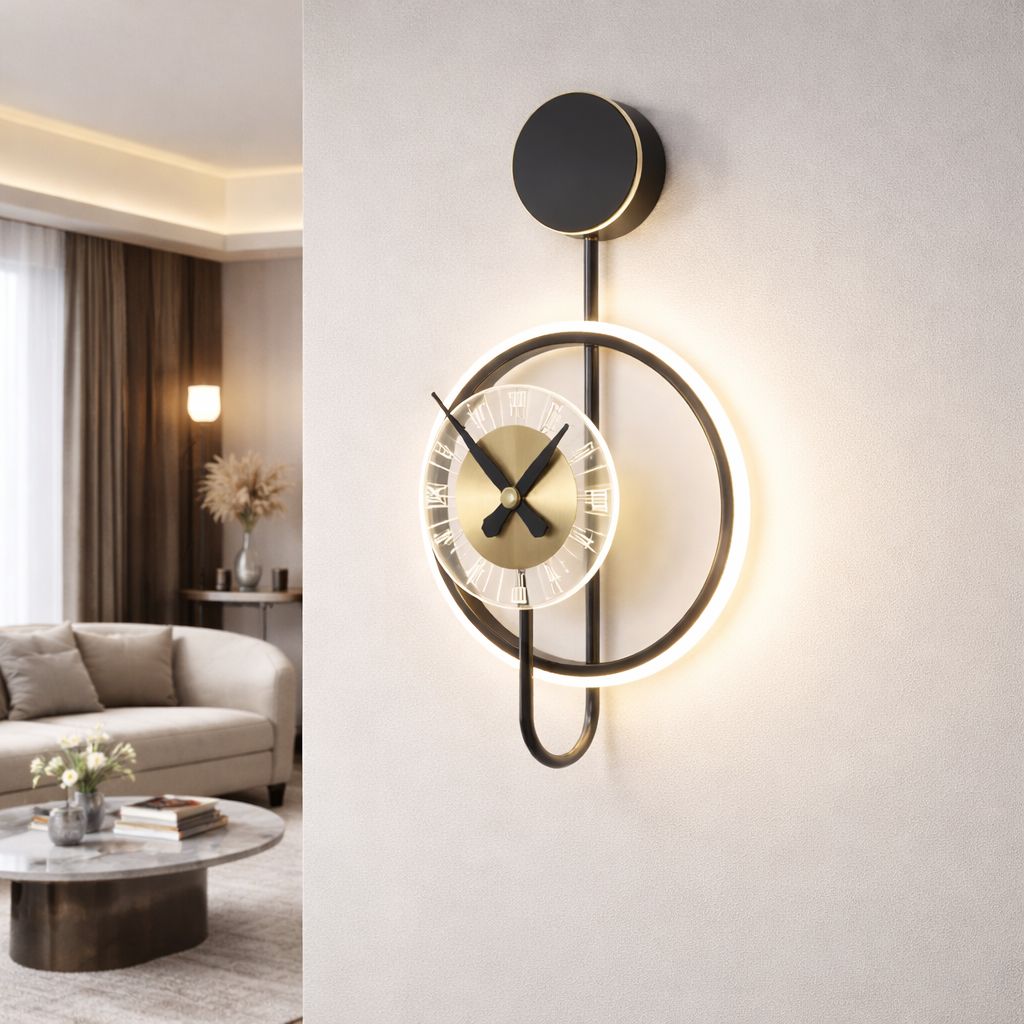 Aplica LED 18W cu Ceas Negru Impero Aplica LED 18W cu Ceas Negru Impero