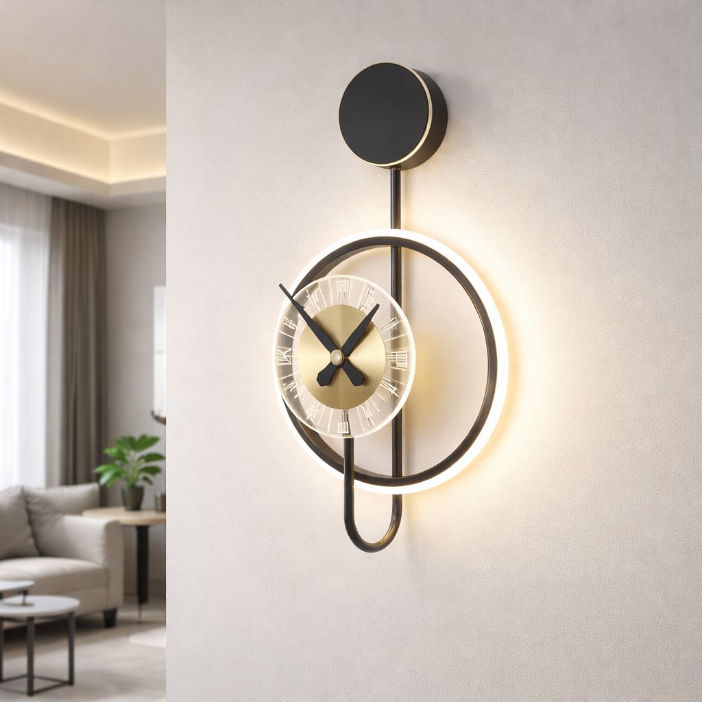 Aplica LED 18W cu Ceas Negru Impero Aplica LED 18W cu Ceas Negru Impero