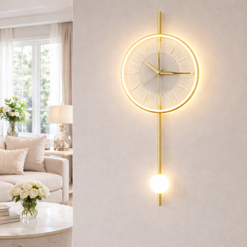 Aplica LED 21W cu Ceas Auriu Moon Style Aplica LED 21W cu Ceas Auriu Moon Style