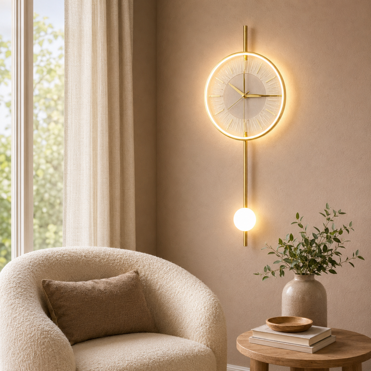 Aplica LED 21W cu Ceas Auriu Moon Style Aplica LED 21W cu Ceas Auriu Moon Style