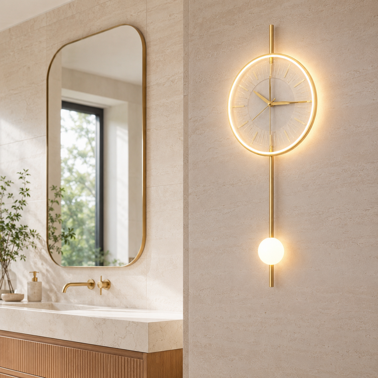 Aplica LED 21W cu Ceas Auriu Moon Style Aplica LED 21W cu Ceas Auriu Moon Style