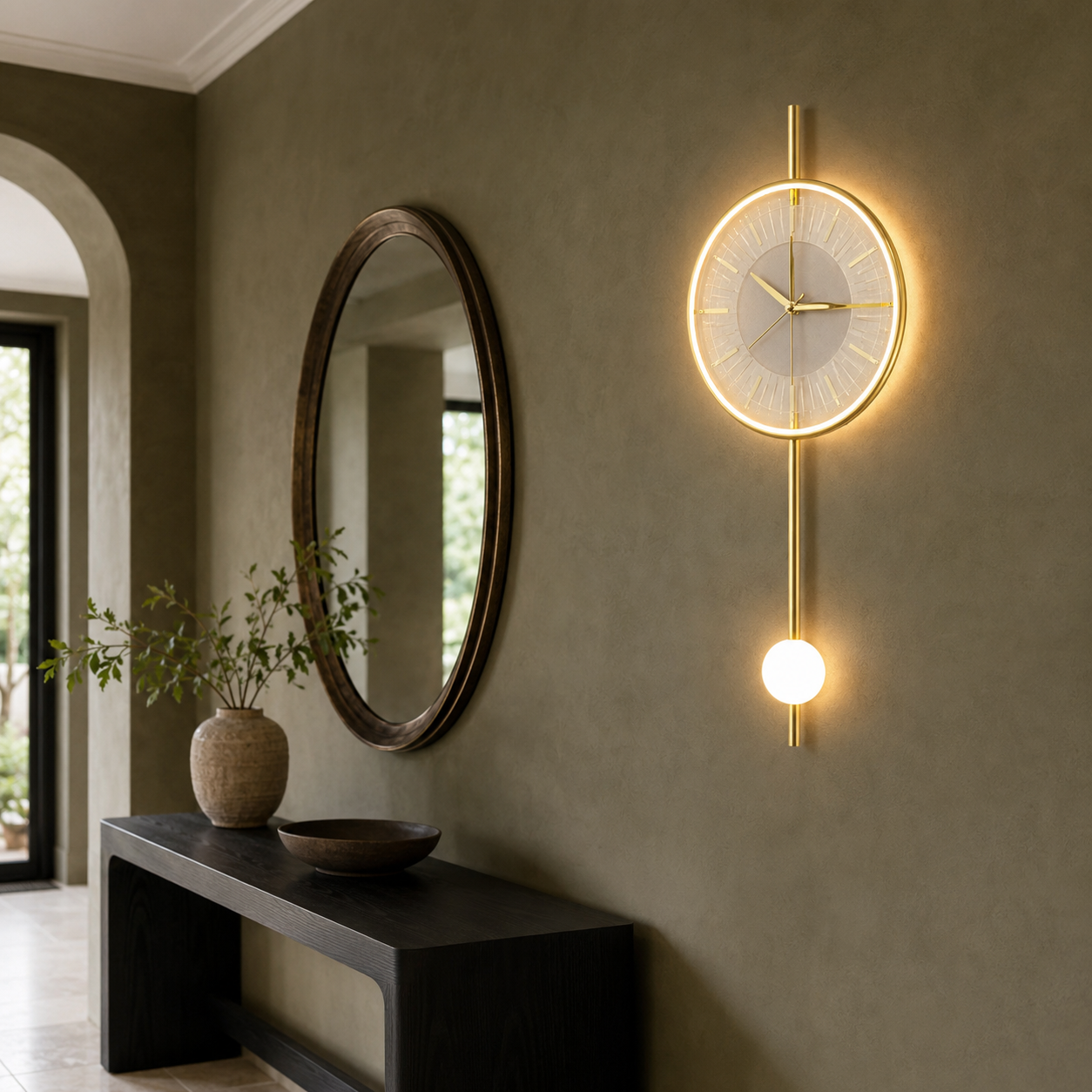 Aplica LED 21W cu Ceas Auriu Moon Style Aplica LED 21W cu Ceas Auriu Moon Style