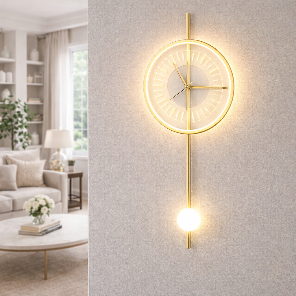 Aplica LED 21W cu Ceas Auriu Moon Style Aplica LED 21W cu Ceas Auriu Moon Style