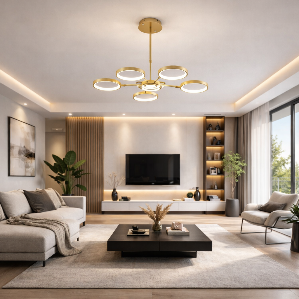 Lustra LED 80W Space Eternity LM Gold 6 Lustra LED 80W Space Eternity LM Gold 6