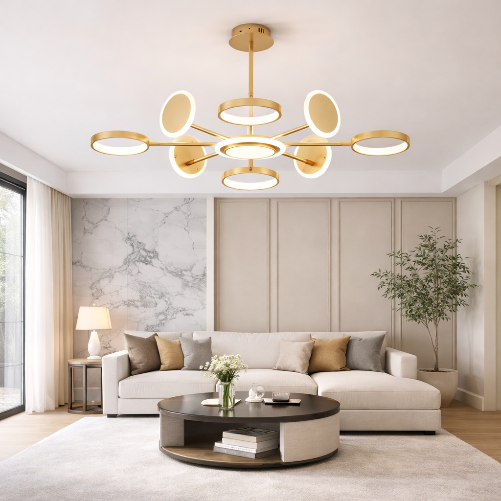 Lustra LED 90W Space Eternity LM Gold 8 Lustra LED 90W Space Eternity LM Gold 8