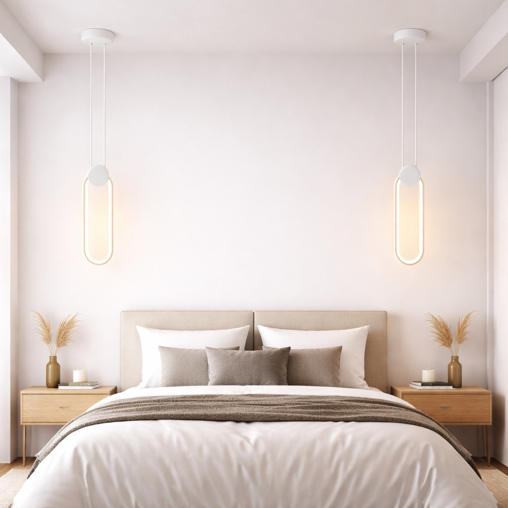 Pendul LED 24W Minimalist Oval Alb Pendul LED 24W Minimalist Oval Alb