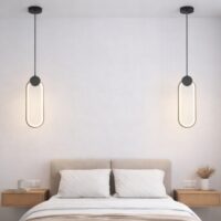 Pendul LED 24W Minimalist Oval Negru