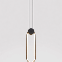 Pendul LED 24W Minimalist Oval Negru