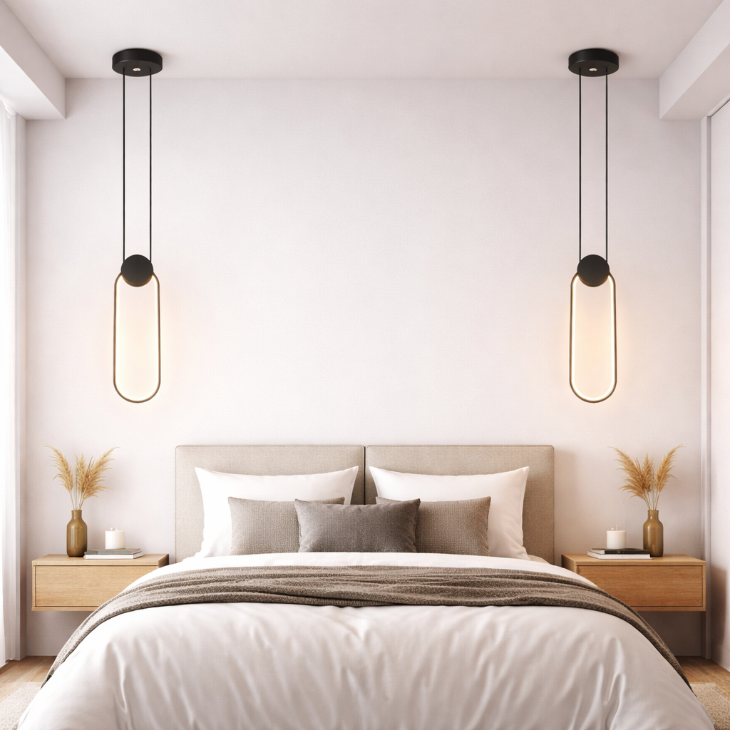 Pendul LED 24W Minimalist Oval Negru Pendul LED 24W Minimalist Oval Negru