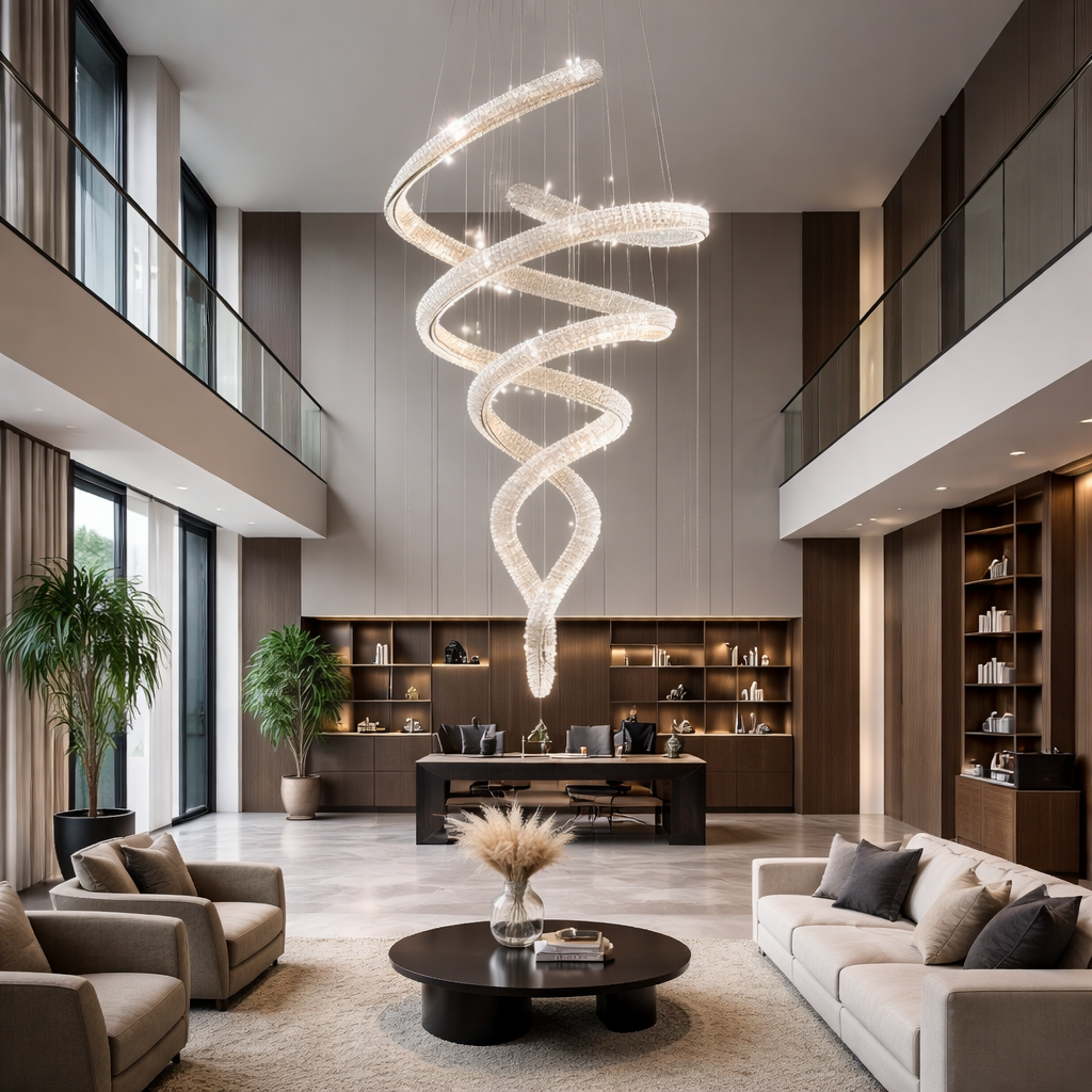 Candelabru scari 400W Cristal Spirala Double Argintiu, Telecomanda Candelabru scari 400W Cristal Spirala Double Argintiu, Telecomanda