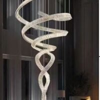 Candelabru scari 400W Cristal Spirala Double Argintiu, Telecomanda