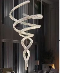 Candelabru scari 400W Cristal Spirala Double Argintiu, Telecomanda Candelabru scari 400W Cristal Spirala Double Argintiu, Telecomanda