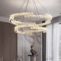 Candelabru LED 160W Cristal Tetris Double Silver 60+40, Telecomanda