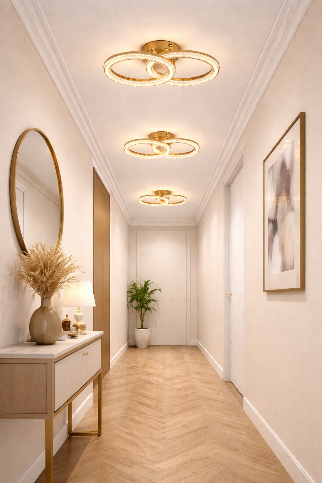 Lustra Mini Double Ring Glam, Auriu Lustra Mini Double Ring Glam, Auriu