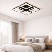 Lustra LED 88W Ceiling 4 Patrate Mini Negru