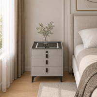 Noptiera Grey Smart cu Incarcare Wireless si Amprenta