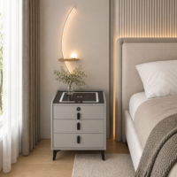 Noptiera Grey Smart cu Incarcare Wireless si Amprenta