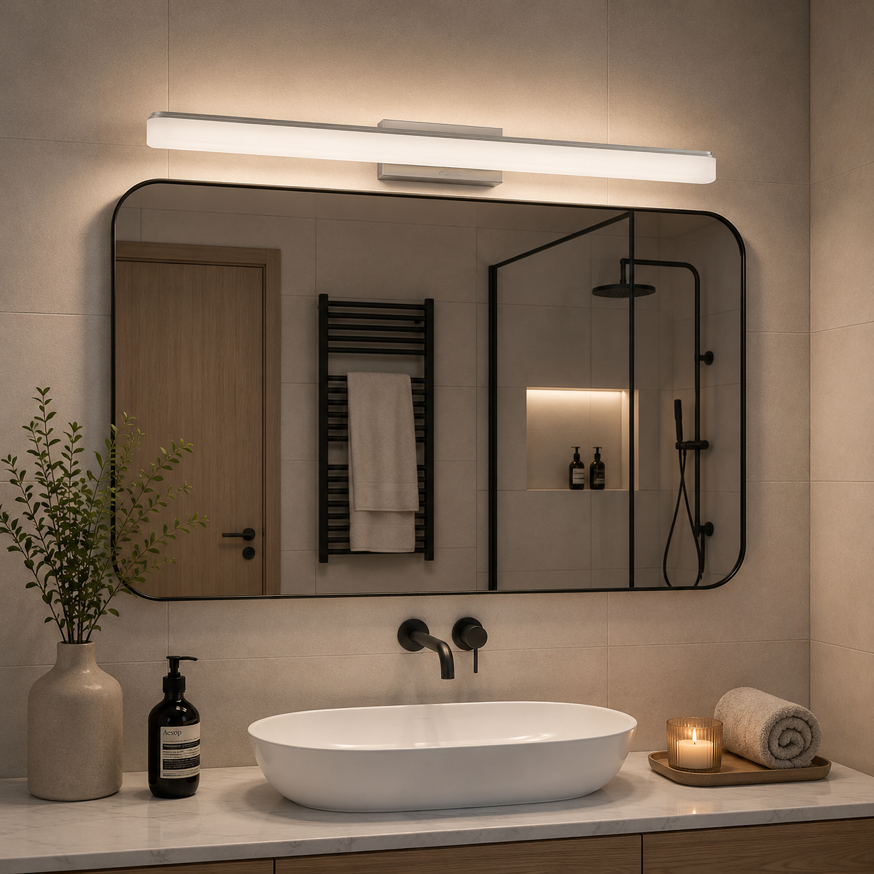 Aplica Baie LED 12W Linear (Argintiu) Aplica Baie LED 12W Linear (Argintiu)