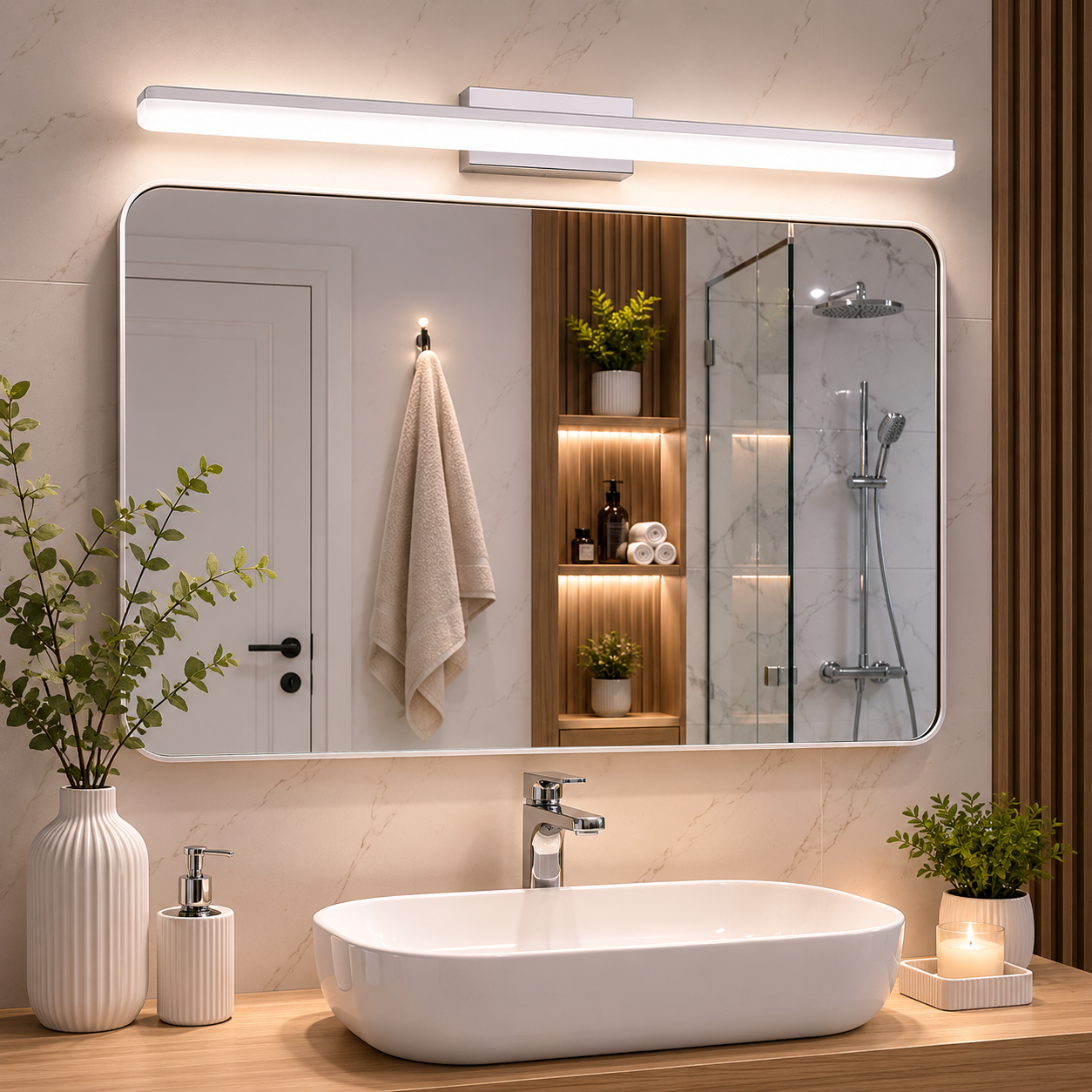Aplica Baie LED 18W Linear (Argintiu) Aplica Baie LED 18W Linear (Argintiu)
