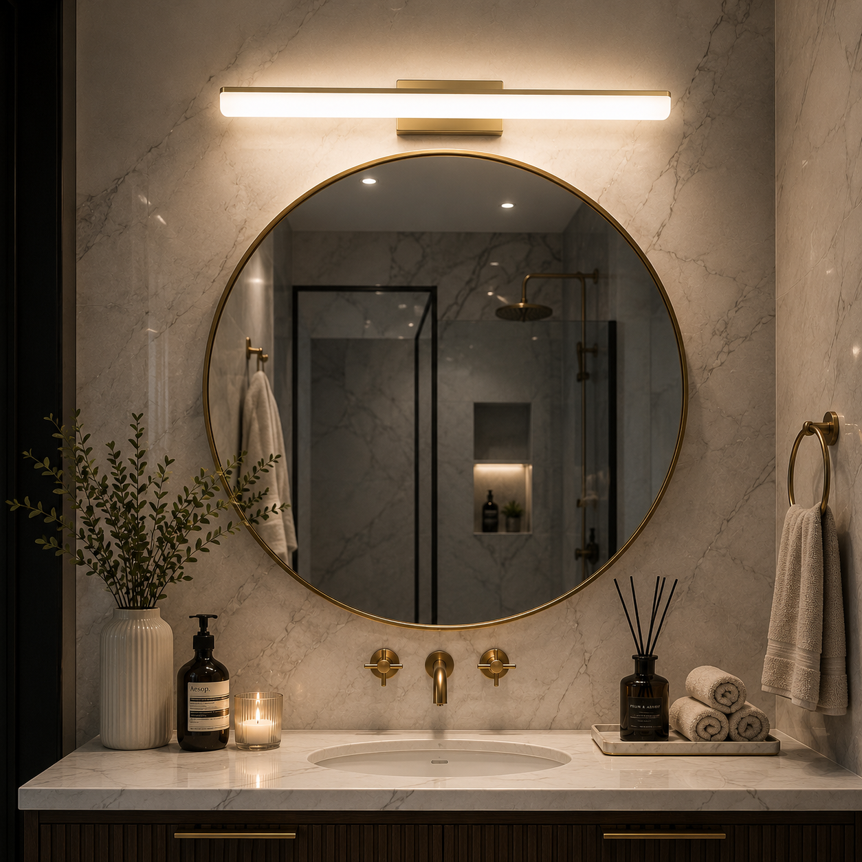 Aplica Baie LED 12W Linear (Auriu) Aplica Baie LED 12W Linear (Auriu)