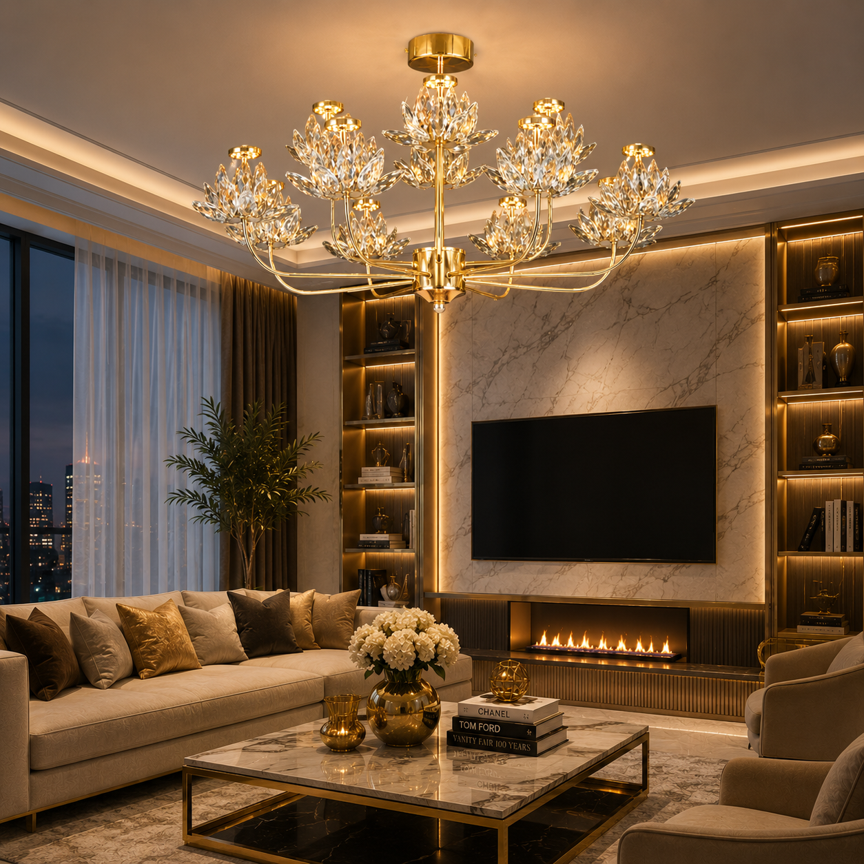 Candelabru LED 48W Crystal Lotus Candelabru LED 48W Crystal Lotus