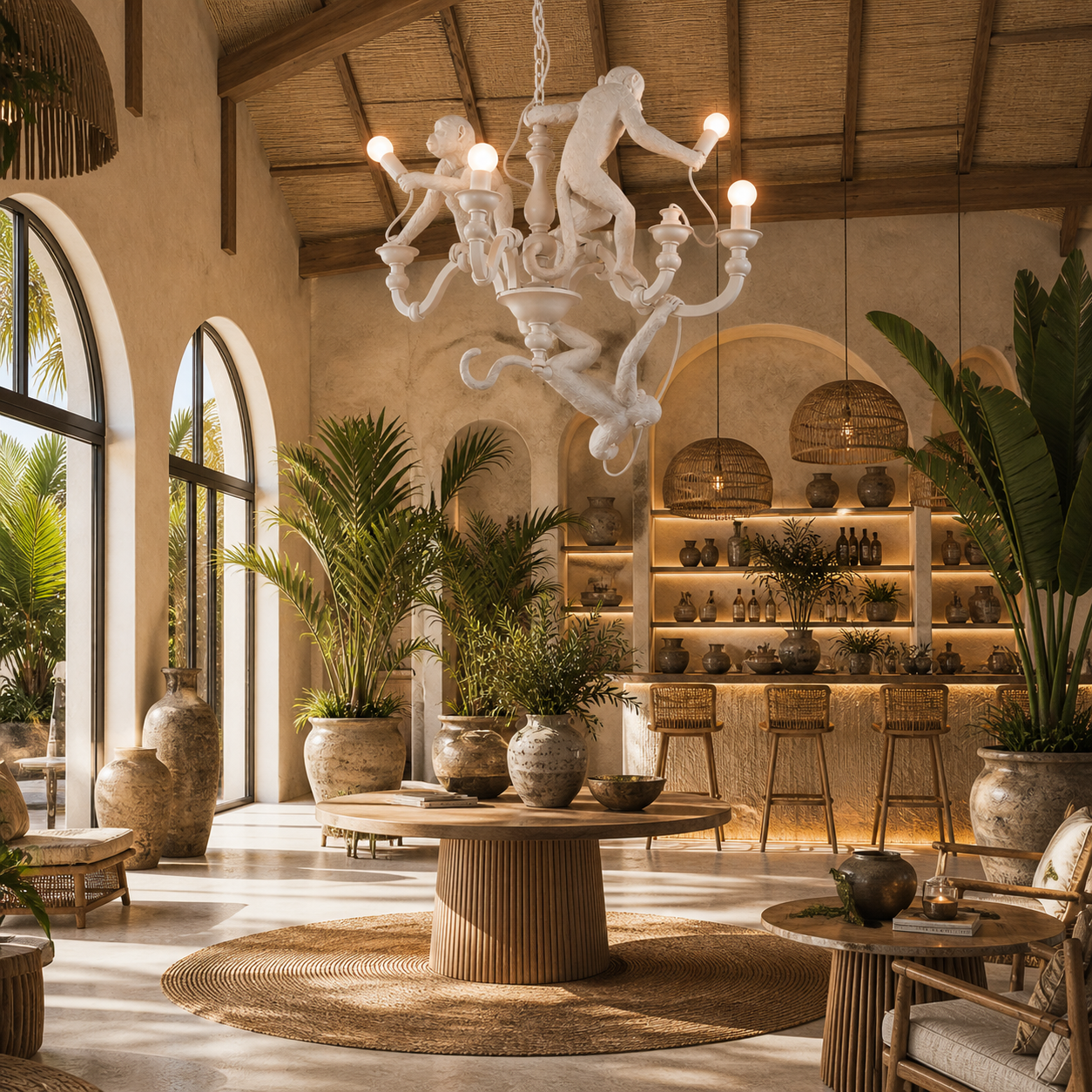 Candelabru Monkey White Candelabru Monkey White