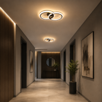 Lustra LED 44W cu Telecomanda Rings 2 Cercuri Negru, Telecomanda