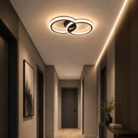 Lustra LED 44W cu Telecomanda Rings 2 Cercuri Negru, Telecomanda