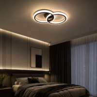 Lustra LED 44W cu Telecomanda Rings 2 Cercuri Negru, Telecomanda