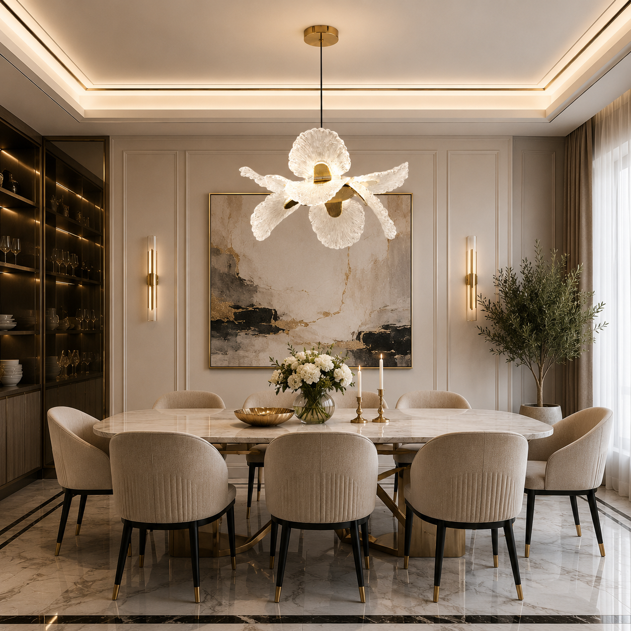 Candelabru LED 32W Flora Gold, 40 cm Candelabru LED 32W Flora Gold, 40 cm