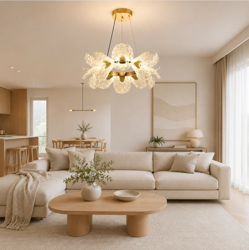 Candelabru LED 80W Flora Gold, 55 cm Candelabru LED 80W Flora Gold, 55 cm