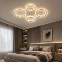 Lustra LED cu ventilator 108W Rings 4 Alb