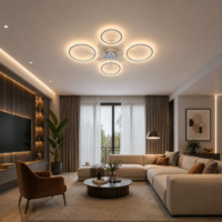 Lustra LED cu ventilator 108W Rings 4 Alb