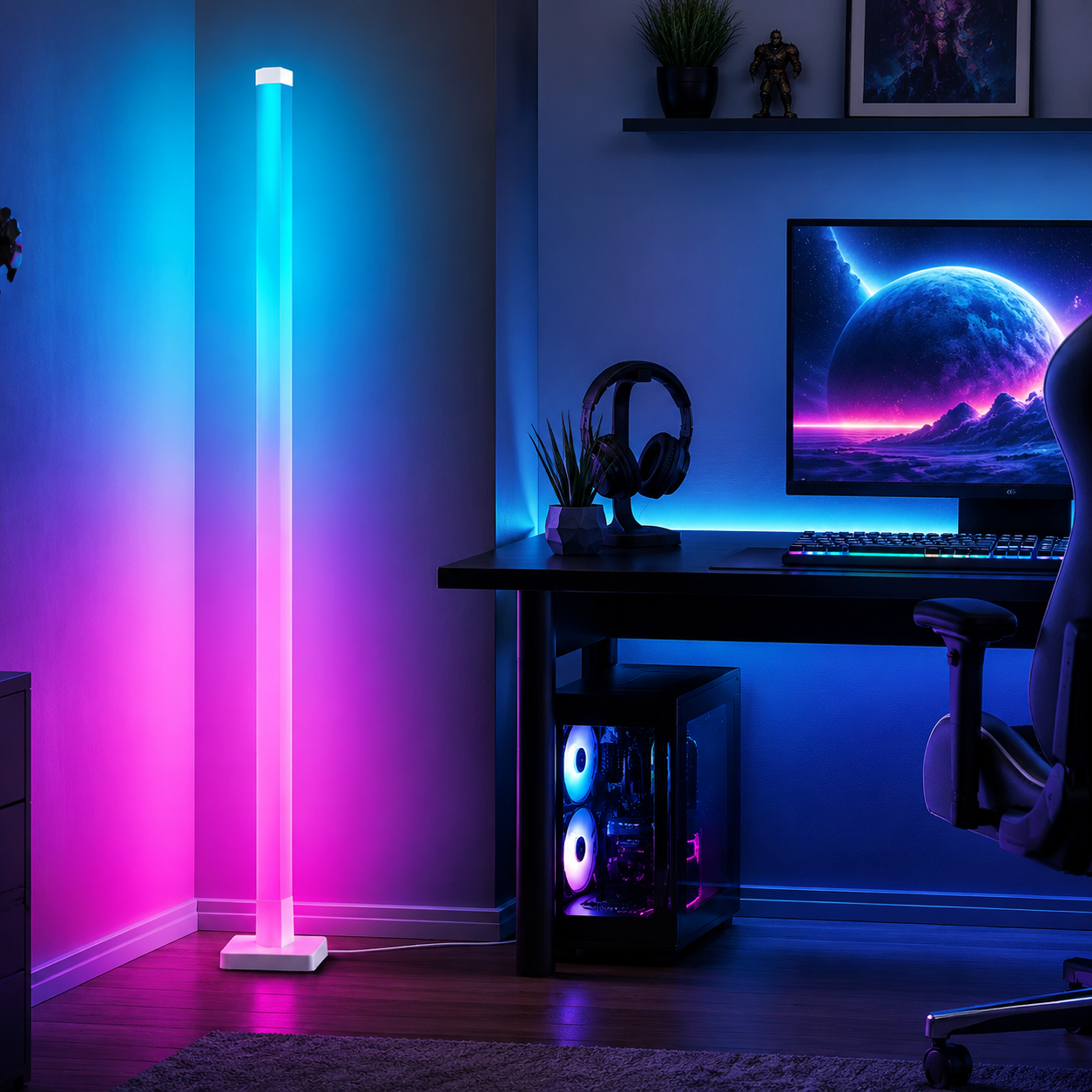 Lampadar LED RGB Smart, Telecomanda, Aplicatie Lampadar LED RGB Smart, Telecomanda, Aplicatie