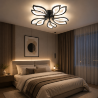 Lustra LED 100W Black Lily 5 Mini, Telecomanda