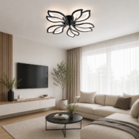 Lustra LED 100W Black Lily 5 Mini, Telecomanda