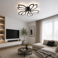 Lustra LED 100W Black Lily 5 Mini, Telecomanda