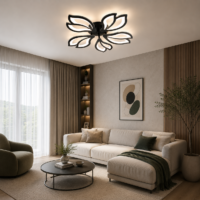Lustra LED 100W Black Lily 5 Mini, Telecomanda