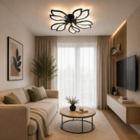 Lustra LED 100W Black Lily 5 Mini, Telecomanda
