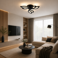 Lustra LED 60W Black Lily 3 Mini, Telecomanda