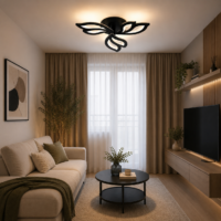 Lustra LED 60W Black Lily 3 Mini, Telecomanda