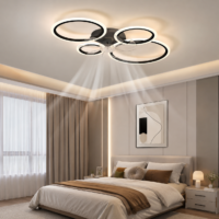 Lustra LED cu ventilator 66W Rings 4 Negru