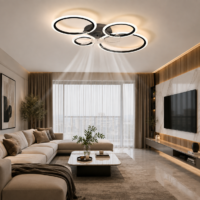 Lustra LED cu ventilator 66W Rings 4 Negru