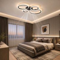 Lustra LED cu ventilator 66W Rings 4 Negru