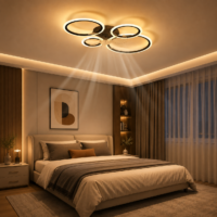 Lustra LED cu ventilator 66W Rings 4 Negru